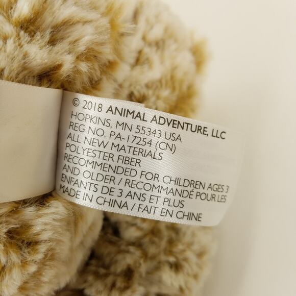 Animal Adventure Frosted Tan Bear Pink Bow Heart Paws Plush Stuffed Animal Soft - Picture 9 of 11